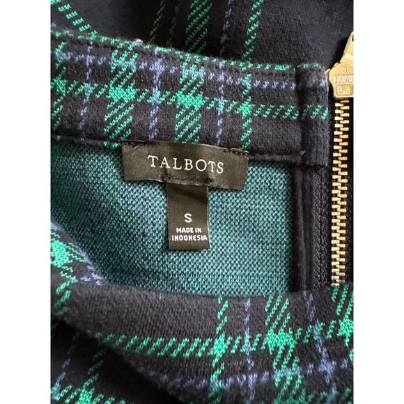 Talbots Funnel Neck Plaid Top, 3/4-Slit Sleeves Women's Size S - Picture 8 of 9